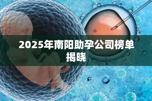 2025年南阳助孕公司榜单揭晓