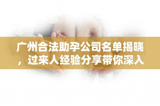 广州合法助孕公司名单揭晓，过来人经验分享带你深入了解