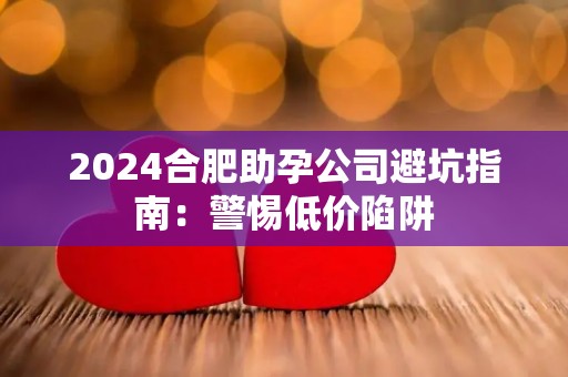 2024合肥助孕公司避坑指南：警惕低价陷阱