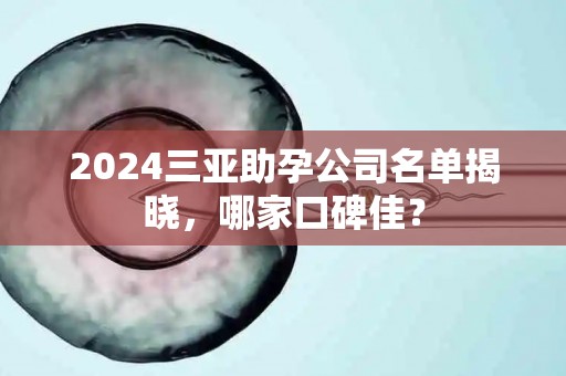2024三亚助孕公司名单揭晓，哪家口碑佳？