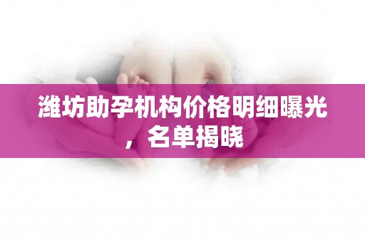 潍坊助孕机构价格明细曝光，名单揭晓