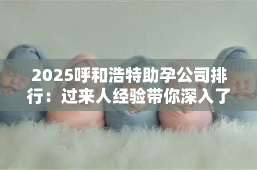 2025呼和浩特助孕公司排行：过来人经验带你深入了解