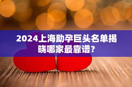 2024上海助孕巨头名单揭晓哪家最靠谱？