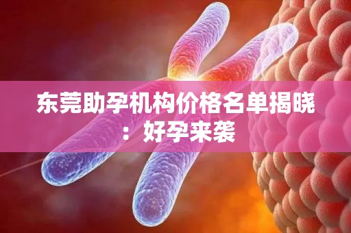 东莞助孕机构价格名单揭晓：好孕来袭