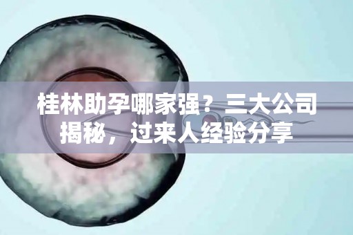 桂林助孕哪家强？三大公司揭秘，过来人经验分享