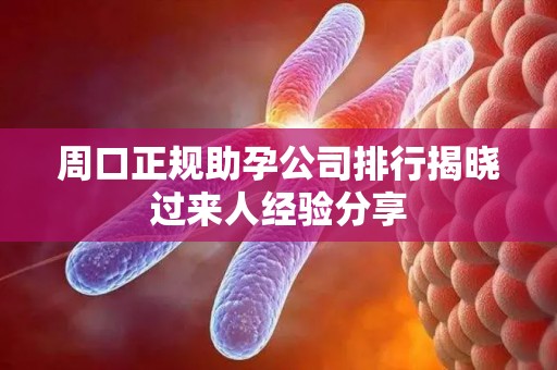 周口正规助孕公司排行揭晓过来人经验分享