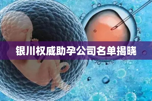 银川权威助孕公司名单揭晓