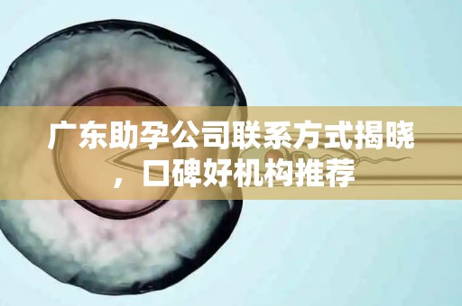 广东助孕公司联系方式揭晓，口碑好机构推荐