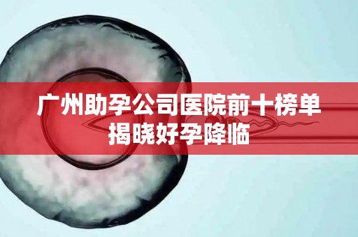 广州助孕公司医院前十榜单揭晓好孕降临