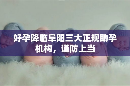 好孕降临阜阳三大正规助孕机构，谨防上当