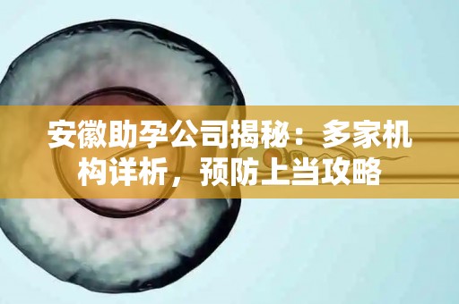 安徽助孕公司揭秘：多家机构详析，预防上当攻略