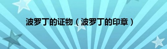 波罗丁的证物怎么得,波罗丁的证物获取攻略