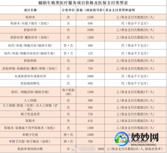 海南试管助孕费用明细表;海南试管费用明细表